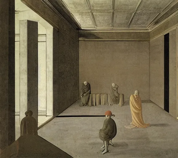 Image similar to drawing of the backrooms by piero della francesca