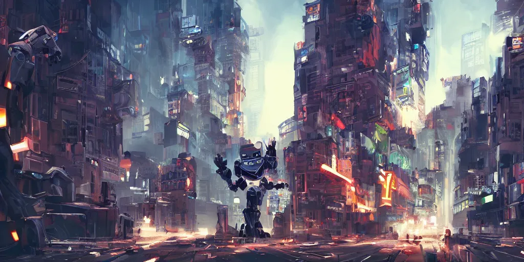 Image similar to evil robots taking over the city, cinematic, concept art, action poses