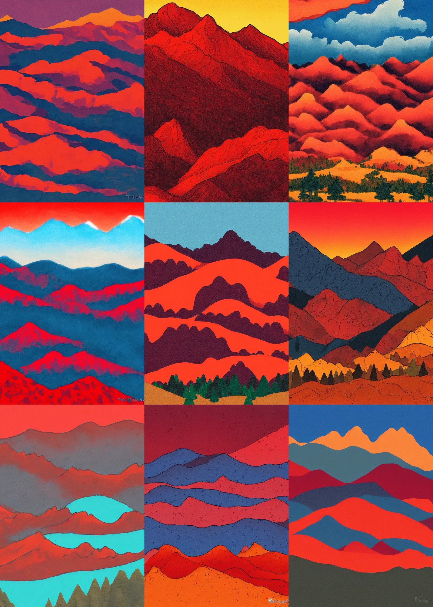 Prompt: landscape with red mountains, by tim doyle