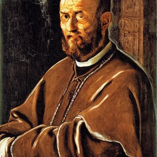 Prompt: a portrait of a priest by Tintoretto