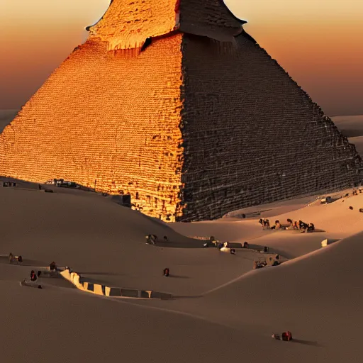 Image similar to pyramids of egypt, octane render, cgsociety, high detailed, 8 k, cinematic composition, detailed shading