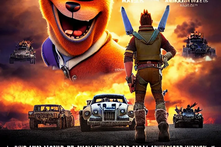 Image similar to nick wilde, heavily armed and armored facing down armageddon in a dark and gritty reboot from the makers of mad max : fury road : witness me