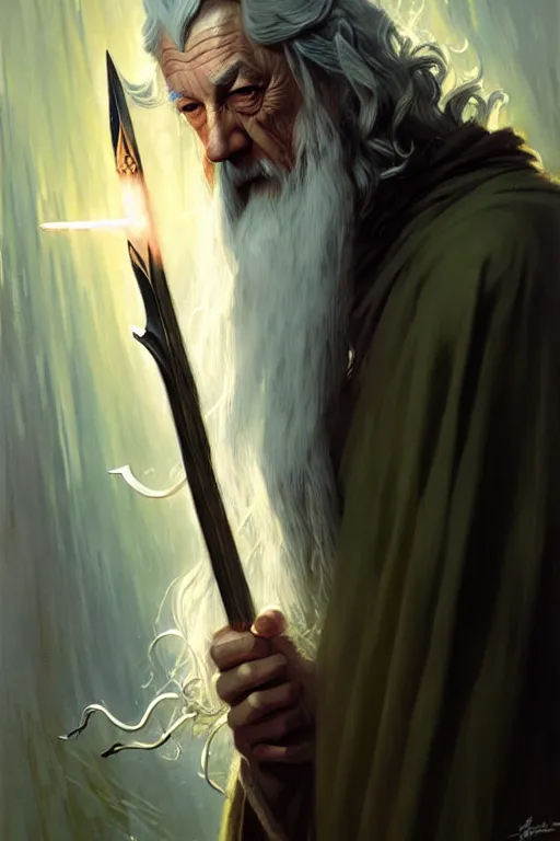 Image similar to gandalf by bayard wu, anna podedworna, gaston bussiere, greg rutkowski