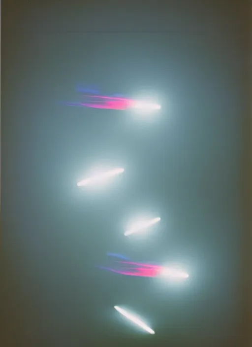 Prompt: realistic photo portrait of a glowing disks flying in a grey sky, covered with tesla electricity 1 9 9 0, life magazine photo, natural colors, museum collection, kodak