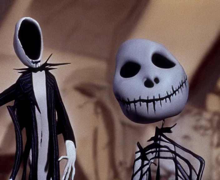 Prompt: a still of david lynch in the nightmare before christmas ( 1 9 9 3 ), claymation, 4 k, hi - res