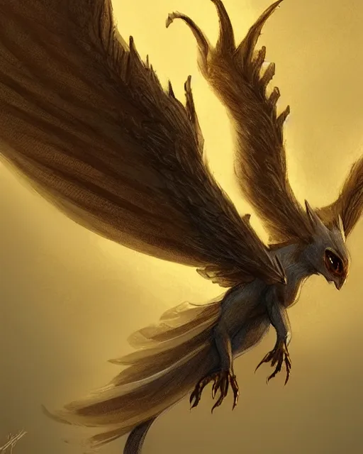 Image similar to a cute magical flying creature with wings, fantasy art drawn by disney concept artists, golden colour, high quality, highly detailed, elegant, sharp focus, concept art, character concepts, digital painting, mystery, adventure