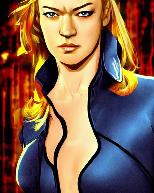 Image similar to yvonne strahovski in a spy outfit, anime medium shot, very anime, ambient lighting, perfect composition, ambient lighting, beautiful face, very extremely detailed blue eyes, eyes in the focal point, smooth shading, digital art