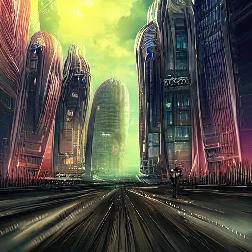 Image similar to a futuristic city, digital art