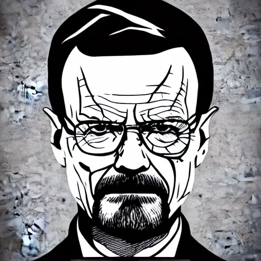 Image similar to vector drawing, walter white wearing the joker outfit