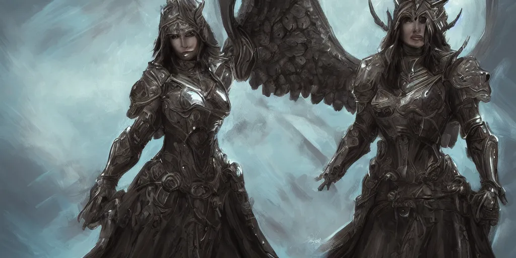 Prompt: woman angel in armor, concept art, high detail, digital art