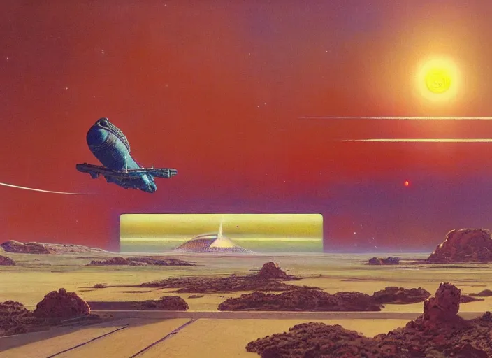 Image similar to a spaceport in an empty landscape by bruce pennington