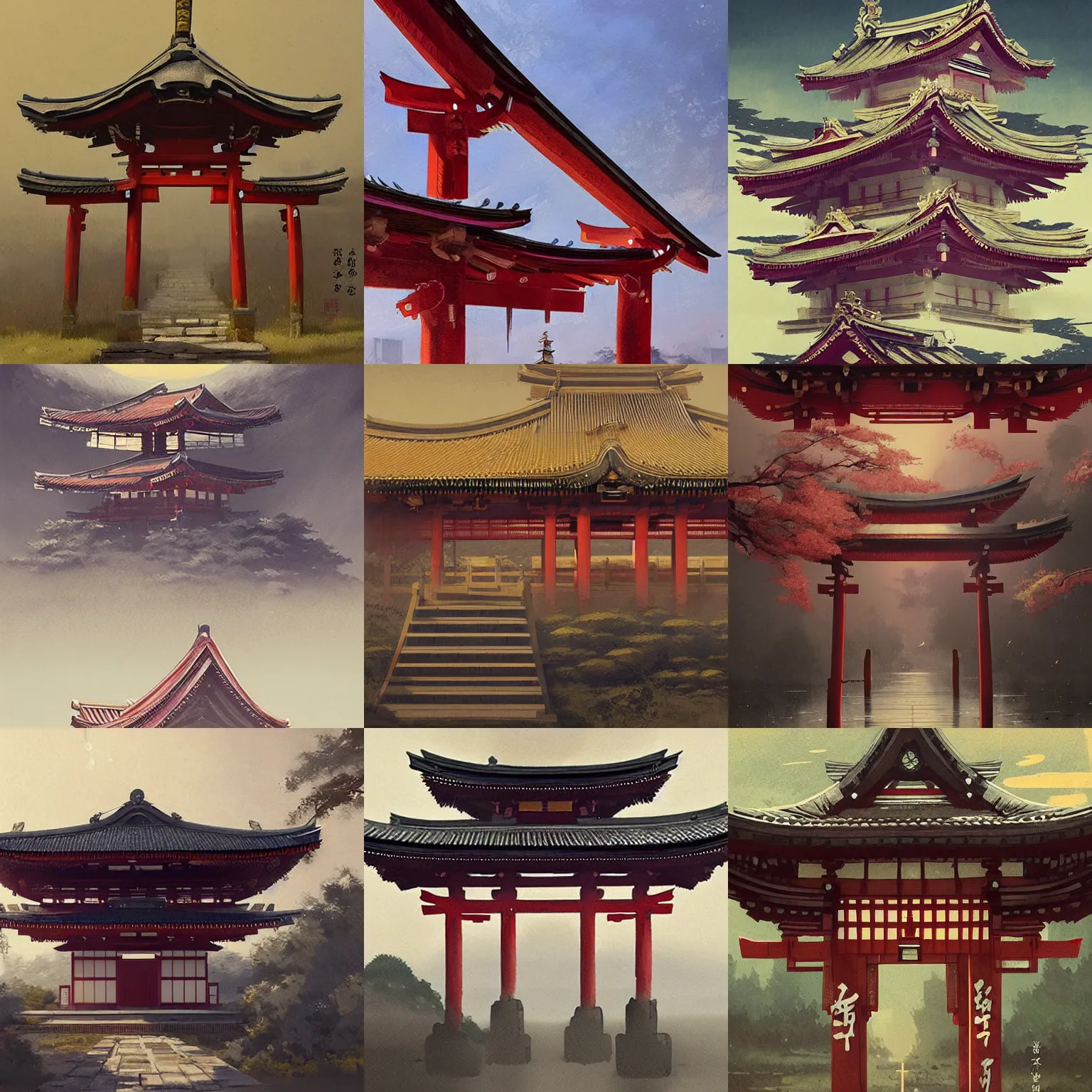 Prompt: shinto architecture and symbols by greg rutkowski, trending on artstation, favorites on deviantart, high quality art. artwork masterpieces, award winning