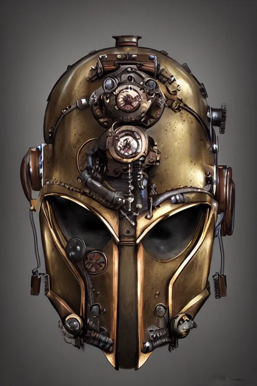 Image similar to steampunk helmet fantasy art mask robot ninja stylized digital illustration sharp focus, elegant intricate digital painting artstation concept art global illumination ray tracing advanced technology chaykin howard and campionpascale and cooke darwyn and davis jack