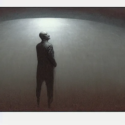 Prompt: the maddening silence of benjamin netanyahu, painting by beksinski