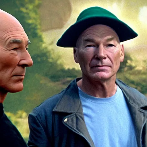 Image similar to patrick stewart, as captain jean - luc picard of the starship enterprise, avocado hat