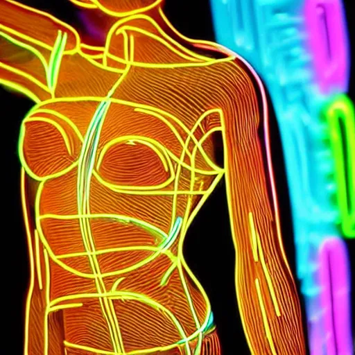 Prompt: 3 d neon art of a womens body, amazing detail