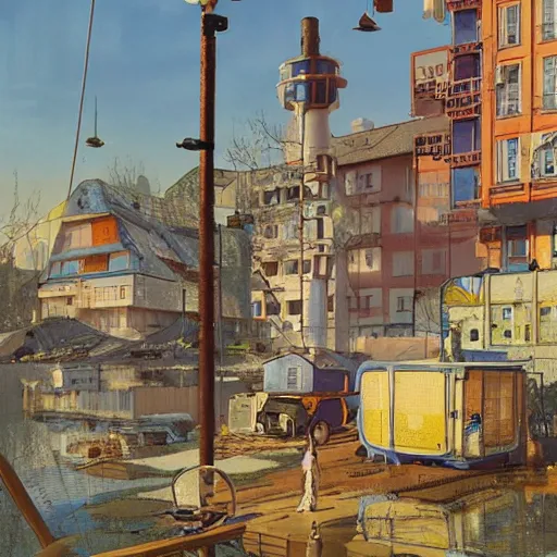 Image similar to futuristic sweden, by carl larsson and simon stalenhag, highly detailed, 4 k