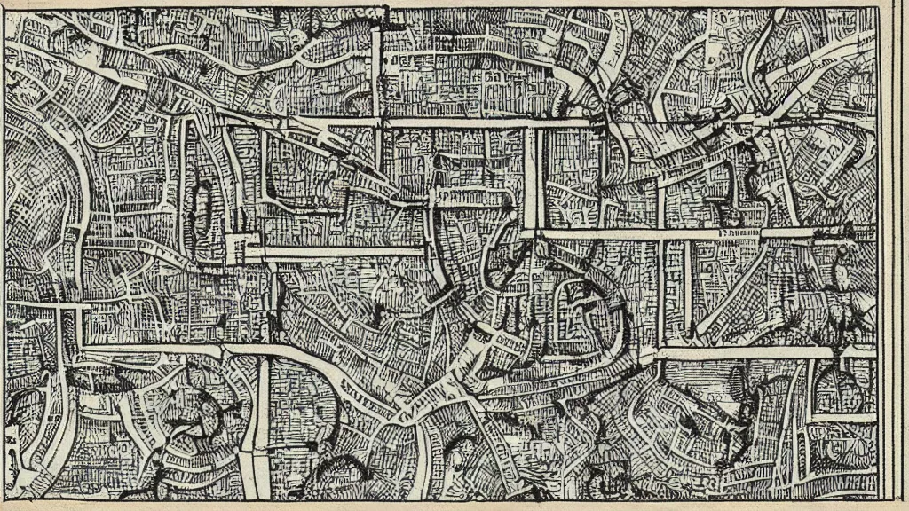 Prompt: a very detailed and stylized mapping card of a sewer beneath the religious capitol.