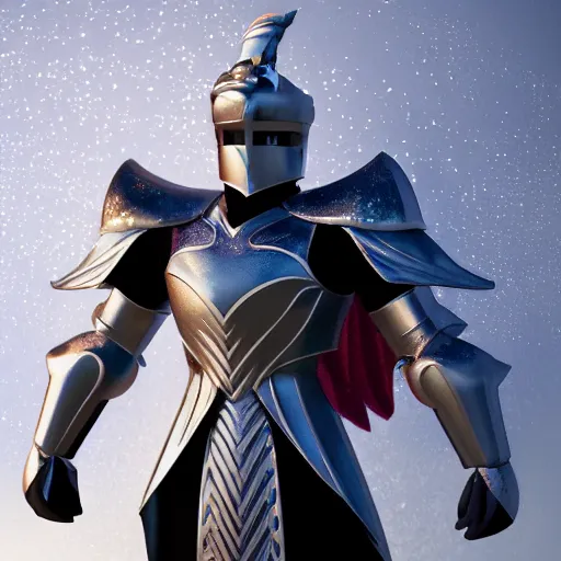 Prompt: full shot of knight wearing ice Armor, inspired by Saint Seiya , frozen background, high détails, octane render, volumetric lighting