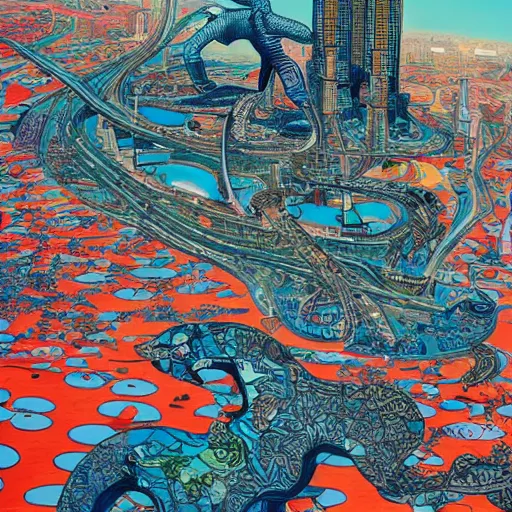 Prompt: gta : dubai, by james jean