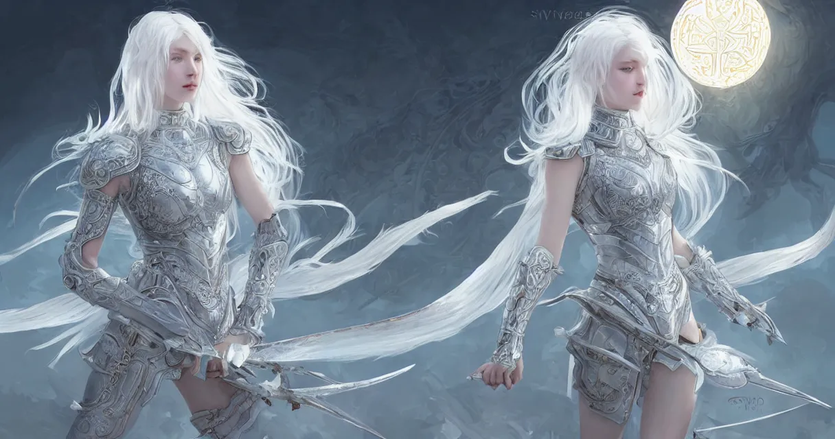 Image similar to white hair knight of zodiac girl, sliver ice color reflected armor, taekwondo dance in ruined agora of athens sunrise, ssci - fi and fantasy, intricate and very very beautiful and elegant, highly detailed, digital painting, artstation, concept art, smooth and sharp focus, illustration, art by tian zi and wlop and alphonse mucha