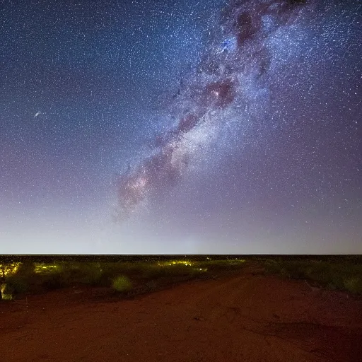 Prompt: im looking out into the outback Australia, it's night time and the night sky is amazing, ultra HD, award winning