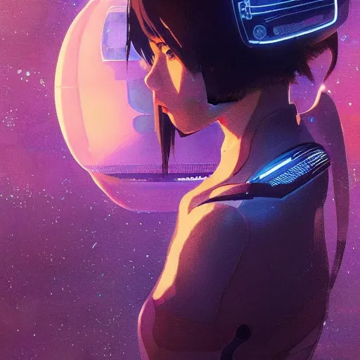 Image similar to a space realistic robot | | very anime, fine - face, realistic shaded robotic parts, fine details. anime. realistic shaded lighting poster by ilya kuvshinov katsuhiro otomo ghost - in - the - shell, magali villeneuve, artgerm, jeremy lipkin and michael garmash, rob rey and kentaro miura style, trending on art station