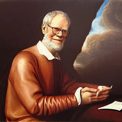 Image similar to renaissance oil painting of david letterman