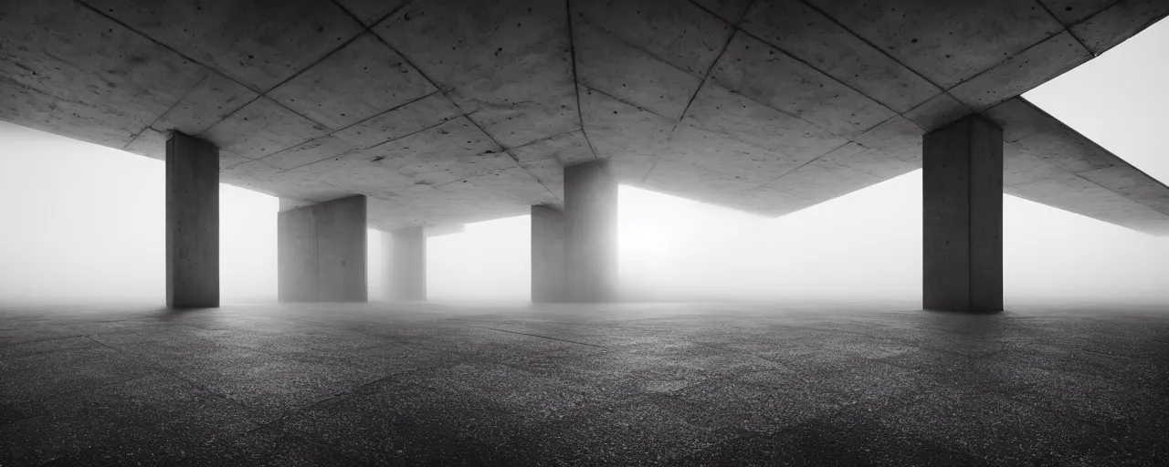 Prompt: Hyper Realistic brutalist concrete interior building, blurred silhouette walking to the horizon, Godrays at sunset, hard shadows, volumetric fog, Mistic ambient, Hyper realistic film photography, Zeiss 24mm f1.8, Hasselblad, insanely detailed