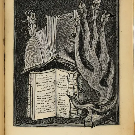 Image similar to page of book with magic spells and illustrations