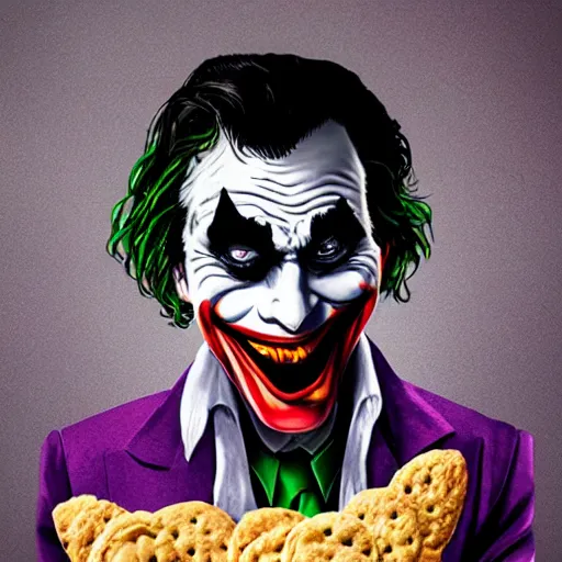 The Joker eating a buttery biscuit, 8k | Stable Diffusion | OpenArt