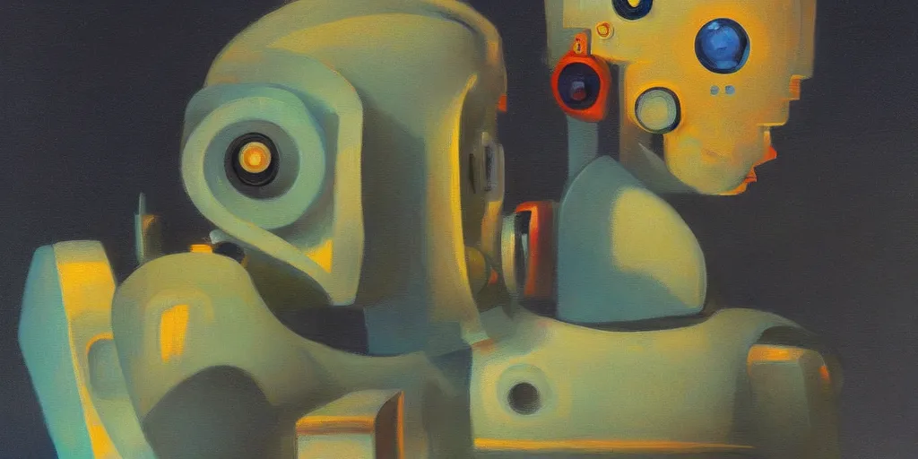 Prompt: a beautiful painting of a robot by agnes lawrence pelton, trending on artstation