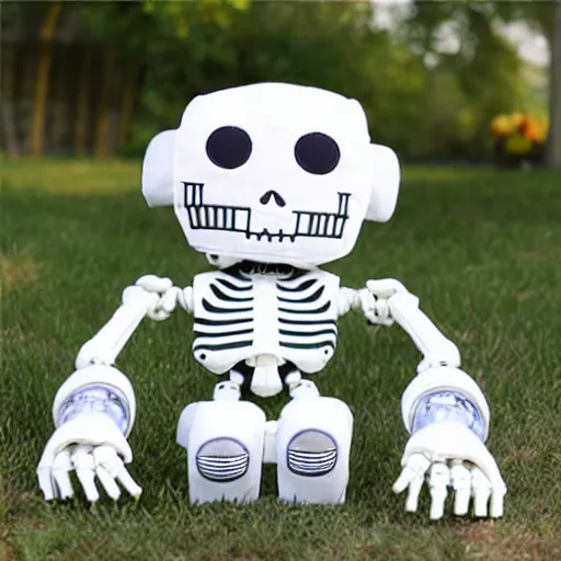 Prompt: skeleton robot plushie