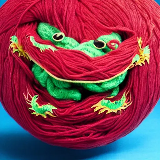 Image similar to Chinese dragon with a ball of yarn