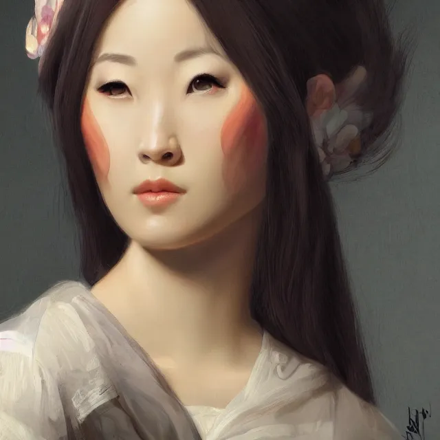 Image similar to beautiful women with oriental faces, character portrait, sharp, digital matte painting, by asher brown durand, trending on artstation