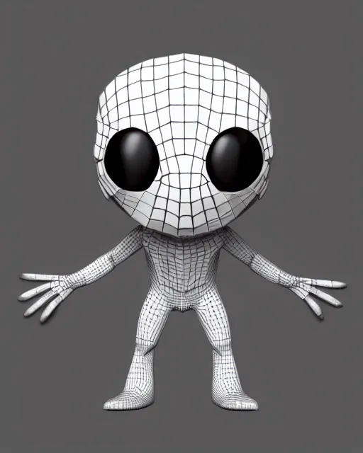 Image similar to full body 3d render of Spider as a funko pop, studio lighting, white background, blender, trending on artstation, 8k, highly detailed