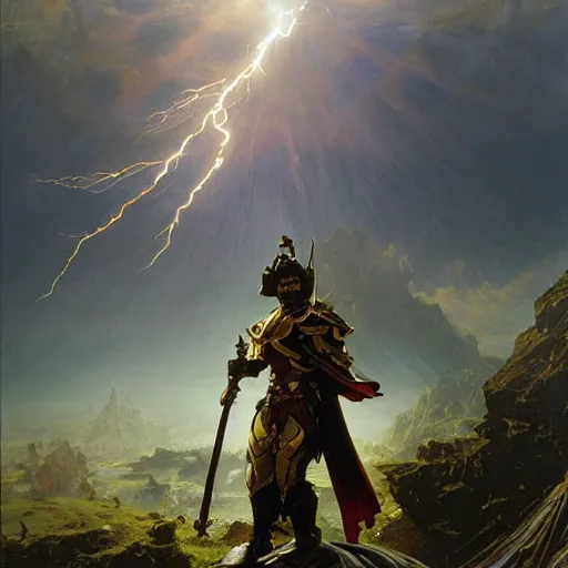 Prompt: a hyper detailed matte painting of robin williams dressed as fantasy paladin, d & d, fantasy, 8 k, shining plate armor, god rays, rolling grassy field in the background, volumetric lightning, art by greg rutkowski and alphonse mucha and andreas rocha and albert bierstadt