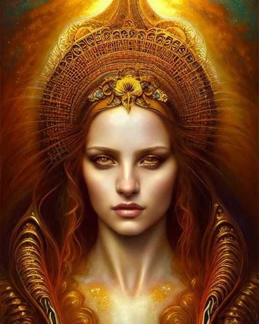 Image similar to portrait of the beautiful young aphrodite's, unusual beauty, esoteric, outworldly colours, head in focus, fantasy art, ornamental, intricate, elegant, highly detailed hyperrealistic painting, artstation, concept art, painterly, golden ratio, sharp focus, illustration, art by tomasz alen kopera