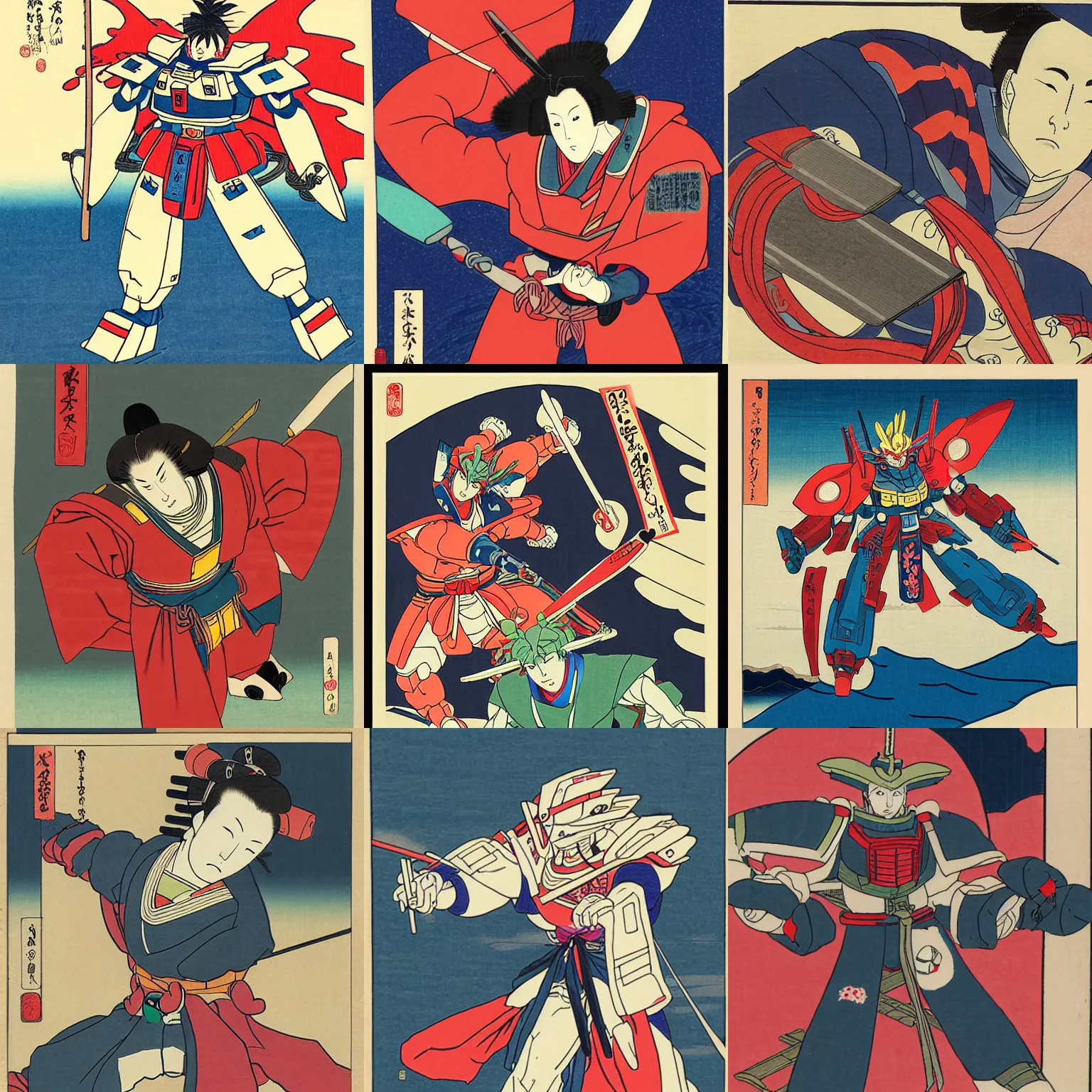 Prompt: ukiyo-e gundam