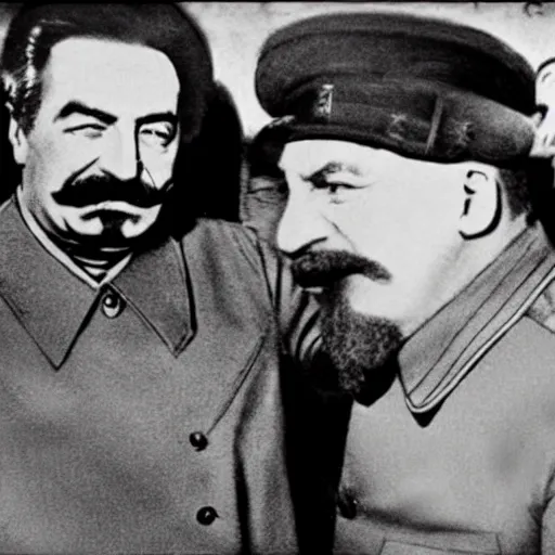 Prompt: Stalin and Lenin in gay-bar, Realistic contemporary Art photography