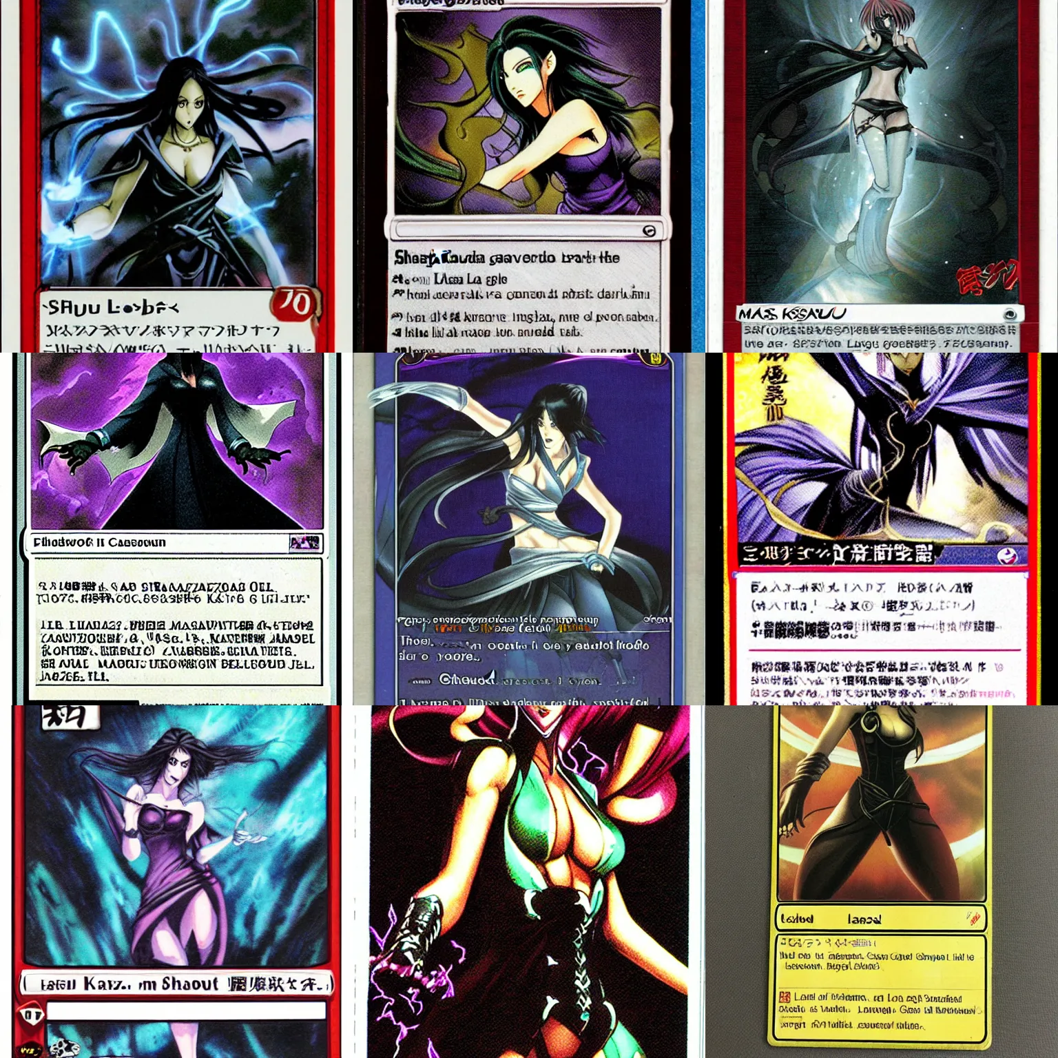 Prompt: shadow lady, manga, masakazu katsura, magic the gathering trading card