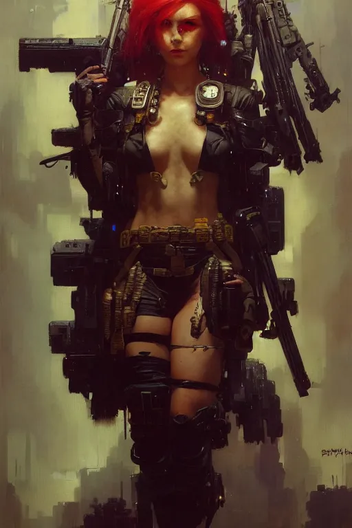 Image similar to full character portrait max mad cyberpunk, cyberpunk solider girl character design, final fantasy face, painting by gaston bussiere, katsuya terada, nc wyeth, greg rutkowski, craig mullins, vermeer, trending on artstation, jeffery catherine jones