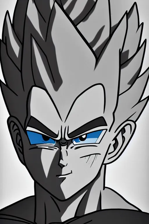 Image similar to prince vegeta, portait, grayscale photography, simple shading, very detailed, dynamic lighting, 4 k 🎨🖌