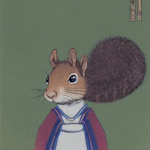 Image similar to a samurai squirrel, by kazuo oga