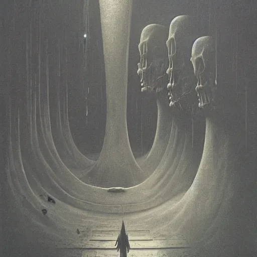 Image similar to bioshock, illustrated by zdzisław beksinski