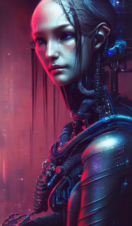 Image similar to a highly detailed long shot photo of cyberpunk female character by ayami kojima, elf, beksinski, giger, elf, intricate, digital painting, artstation, concept art, smooth, sharp focus, full body shot