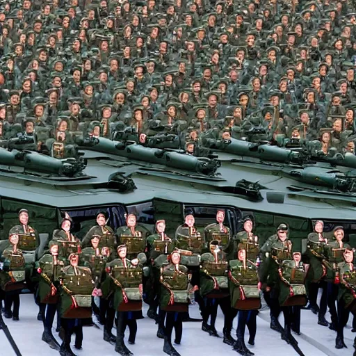 Image similar to russian army invading the world with vladimir putin in front