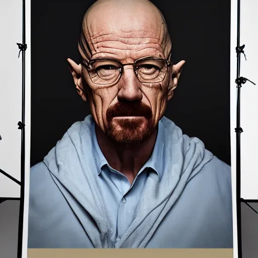 Image similar to studio photograph, giuseppe arcimboldo, walter white, full body shot, studio lightning