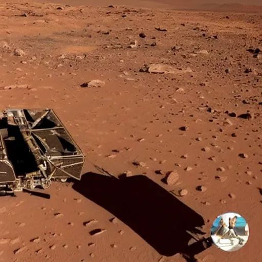 Image similar to elon musk sun tanning on mars