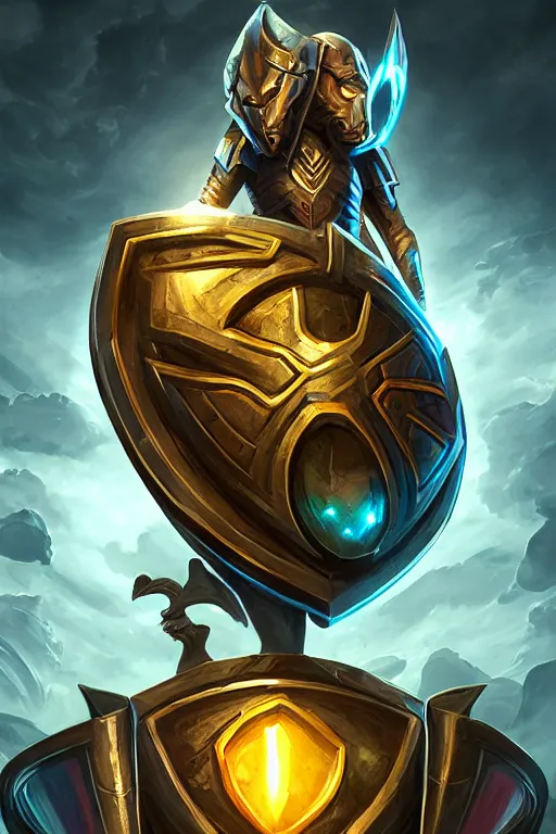 Image similar to shield fantasy epic legends game icon stylized digital illustration radiating a glowing aura global illumination ray tracing hdr fanart arstation by ian pesty and katarzyna da „ bek - chmiel